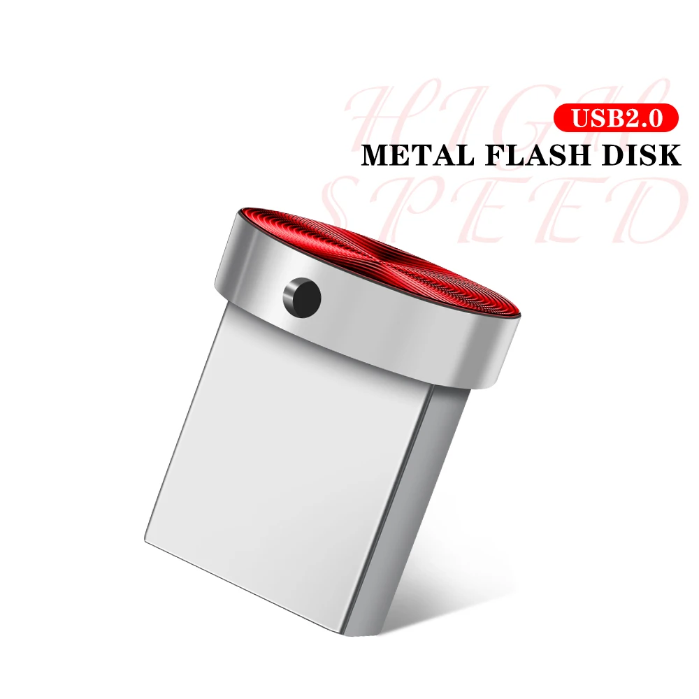 Mini clé USB avec bouton en métal, clé USB, clé USB argentée, clé USB, stockage externe rouge, cadeau créatif, bleu, 64 Go, 32 Go, 16 Go