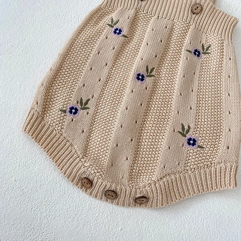 MILANCEL Kleinkind Baby Mädchen Kleidung Set Stickerei Blume Strickpullover Beige Body Kleinkind Mädchen Outfit