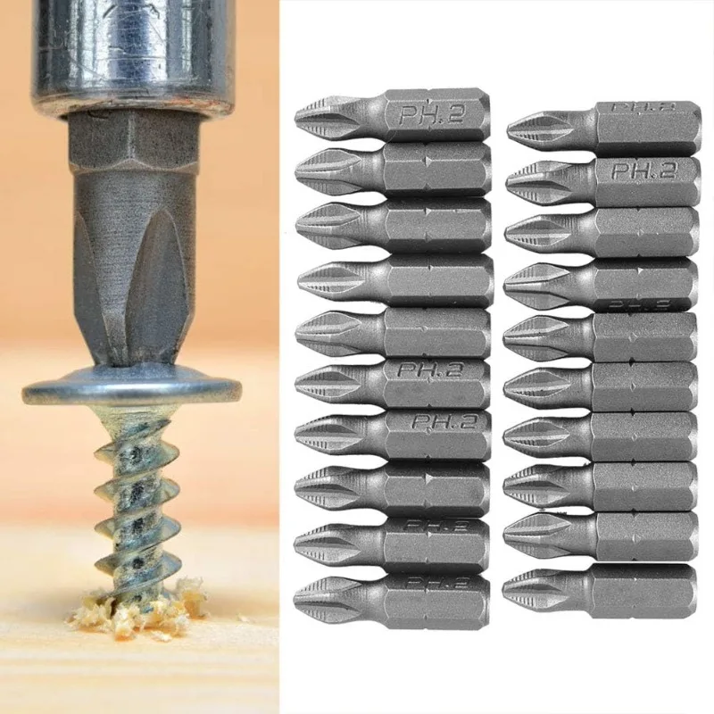 S2 Steel Phillips Screwdriver Bit Set 1/4 Inch Hex Shank Magnetic Drill Bits Anti Slip Impact Screw Driver Bits for Home Repair