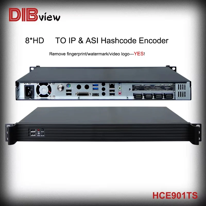 HCE901TS HD TO IP ASI HR100 Hashcode Video Streaming RTMP/UDP/RTP/HTTP Encoder DIBVIEW TS8100 HD Remove Logo Watermark