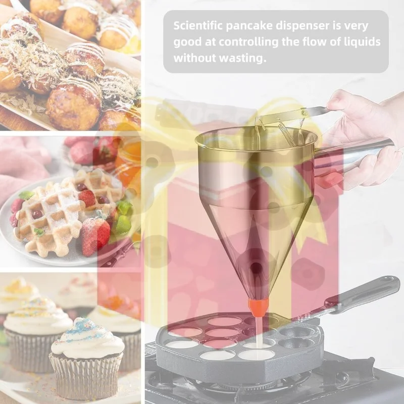 1200ml Stainless Steel Funnel Dispenser With Rack Cupcake Pancake Batter Maker Octopus Fish Ball Home Kitchen Baking Goods Tools