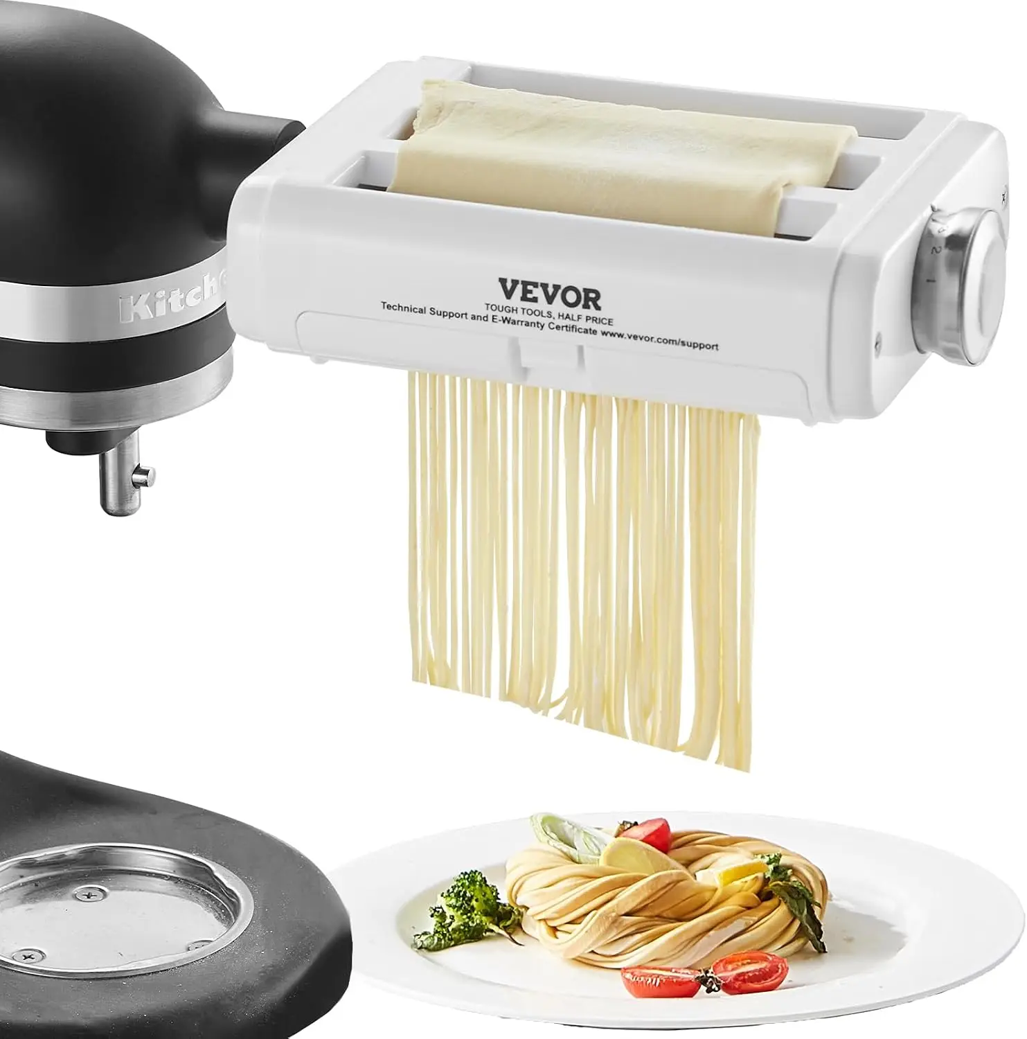 Pasta Maker Attachment for KitchenAid Stand Mixer, 3 in 1 Pasta Attachments Including Pasta Roller, Spaghetti Fettuccine Cutter