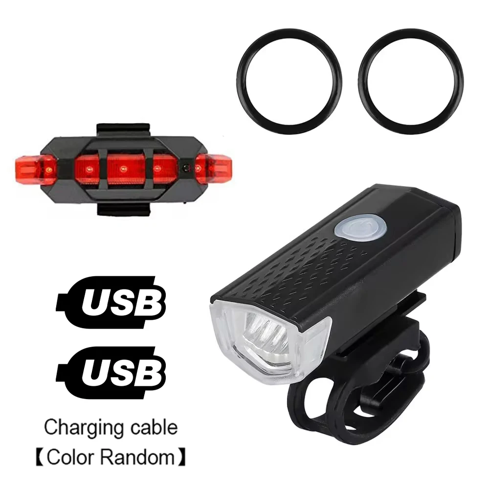 Fietslichtset Fietskoplamp Achterlicht USB Oplaadbaar MTB Fiets Voor Achter Lamp Set Fietsen Zaklamp Fietsaccessoires