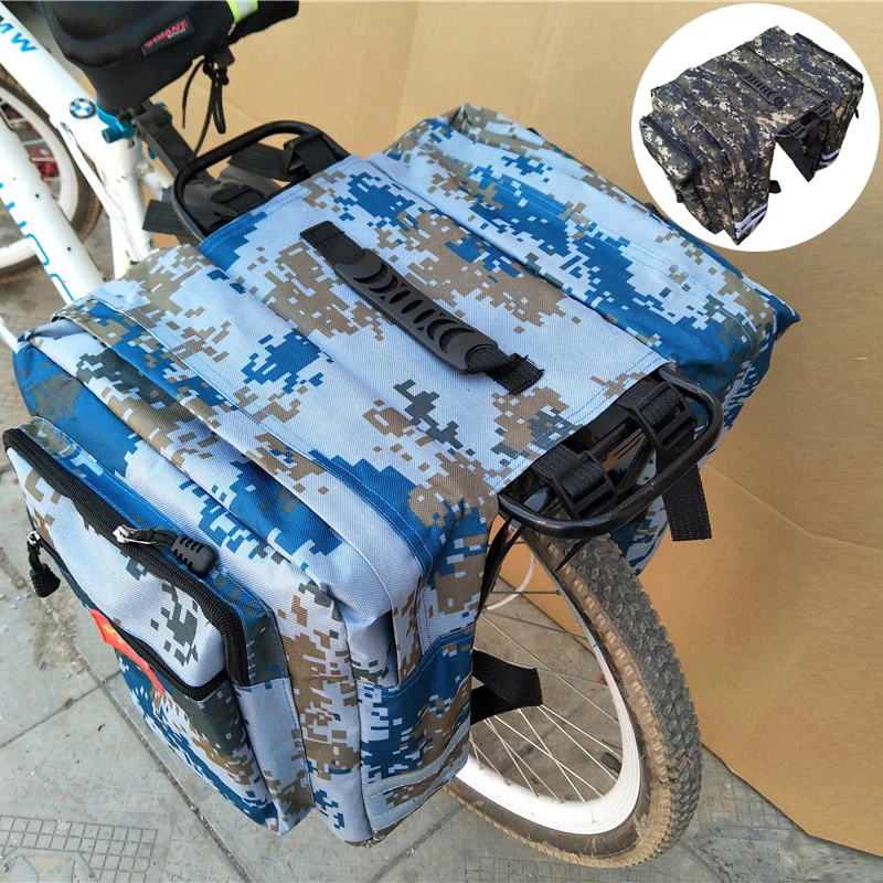 Cycling Double Side Rear Rack Bike 2 In 1 Camo Trunk Bag Mountain Road Bicycle Tail Seat Pannier Pack Luggage Carrier Bike Bag