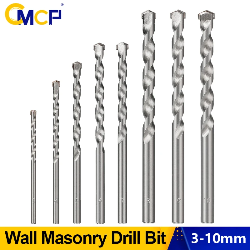 CMCP 1/5/8pcs 3-10mm Wall Masonry Drill Bit Carbide Tipped Gun Drill Bit for Brick Concrete Marble Tile Stone Drilling Tools