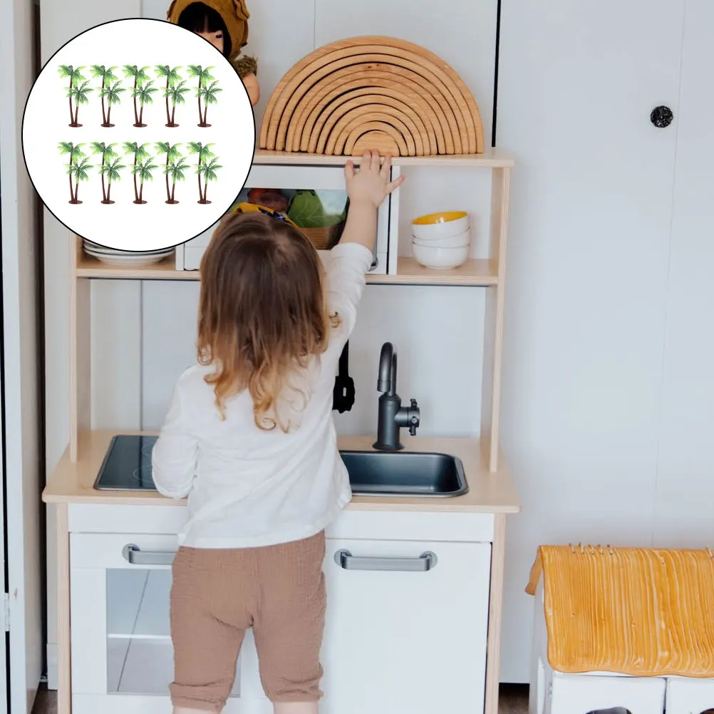 

10Pcs Fake Coconut Tree for Aquarium Decor Faux Landscape Plant Micro Scene Simulation Tree Home Office Party Event Decoration