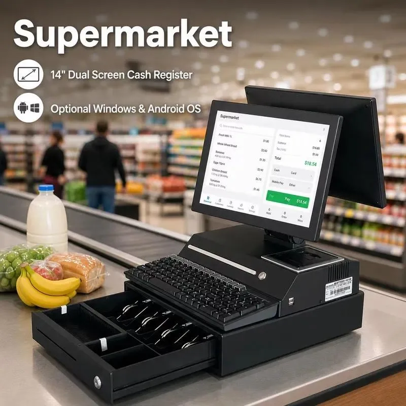 14 Inch Touch Screen POS System All in One Machine with Printer and Cash Drawer for Retail Checkout