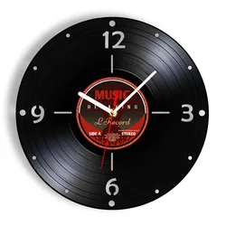Vintage Vinyl LP Record Wall Clock 70's 80's Pop Genre Retro Wall Art Decor Laser Cut Longplay Retro Silent Quartz Wall Clock
