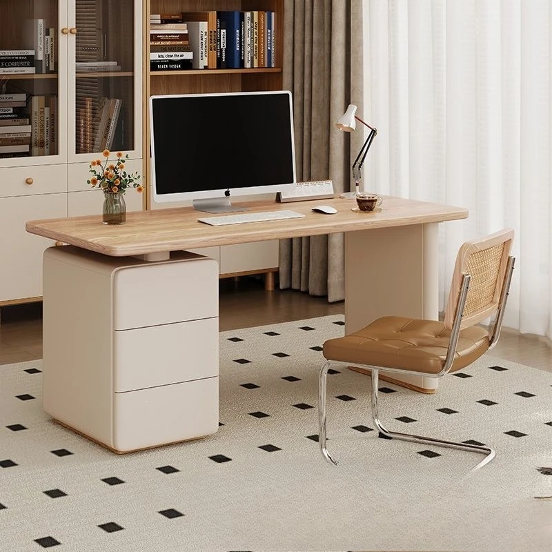 

Desk Log Cream Wind Desk Study Room Household Cabinet Integrated Writing Desk Modern Computer Desk
