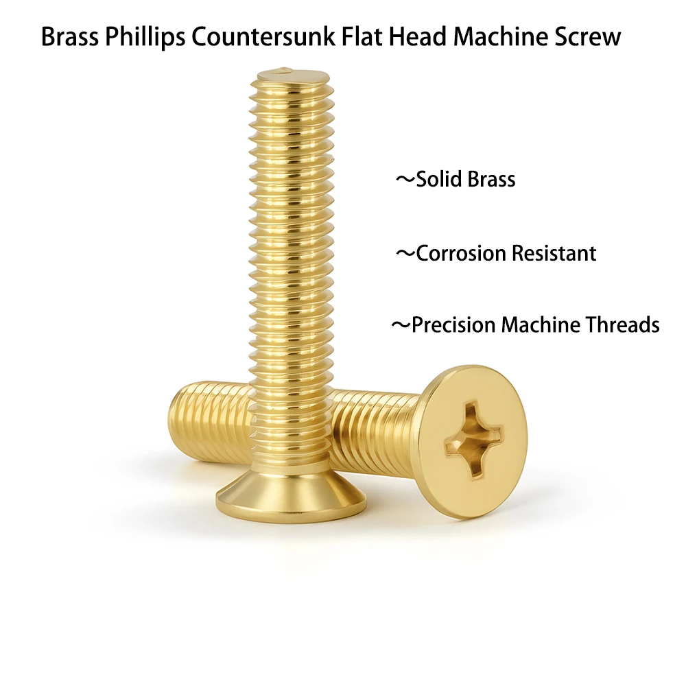 Brass Phillips Countersunk Flat Head Machine Screws M2 M2.5 M3 M4 M5 M6 M8 for Electrical Cabinet Instrument Hardware Assembly