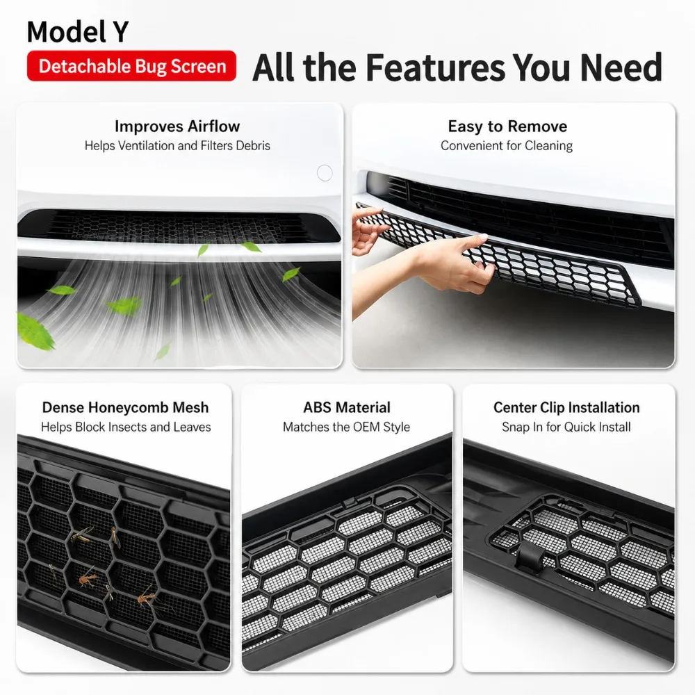 Insect Screen Water Guard Mesh Cover For Tesla Model Y Model 3 Air Intake Protection Exterior Upgrade Car Accessories Trim Parts