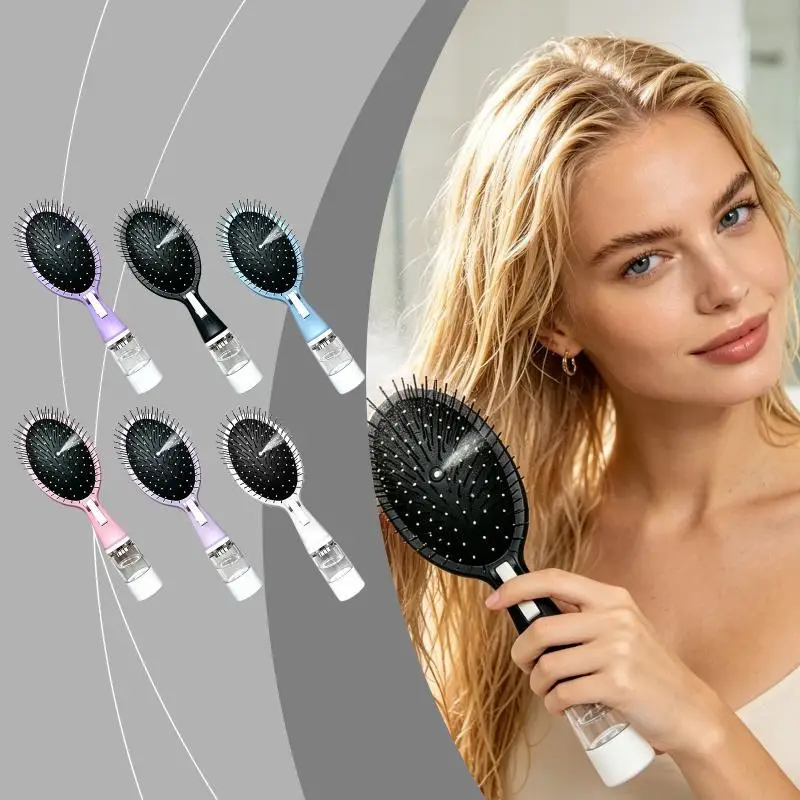Portable Spray Hair Brush Multi-functional Liquid Spraying Soft Cushion Brush for All Hair Types 1Pcs