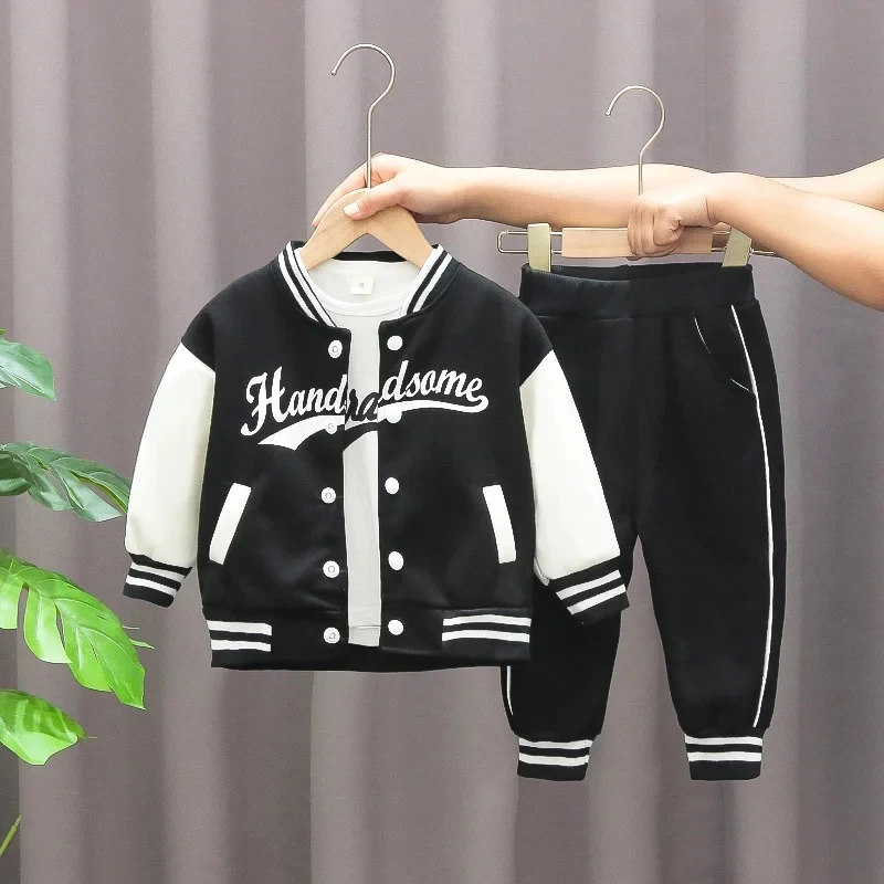 Kinder Baseball Kleidung Anzug Jungen Mädchen Casual Sports Sets 3 Stück Mantel Hose dreiteilige Frühling Herbst dünne Baby Trainings anzug Outfits