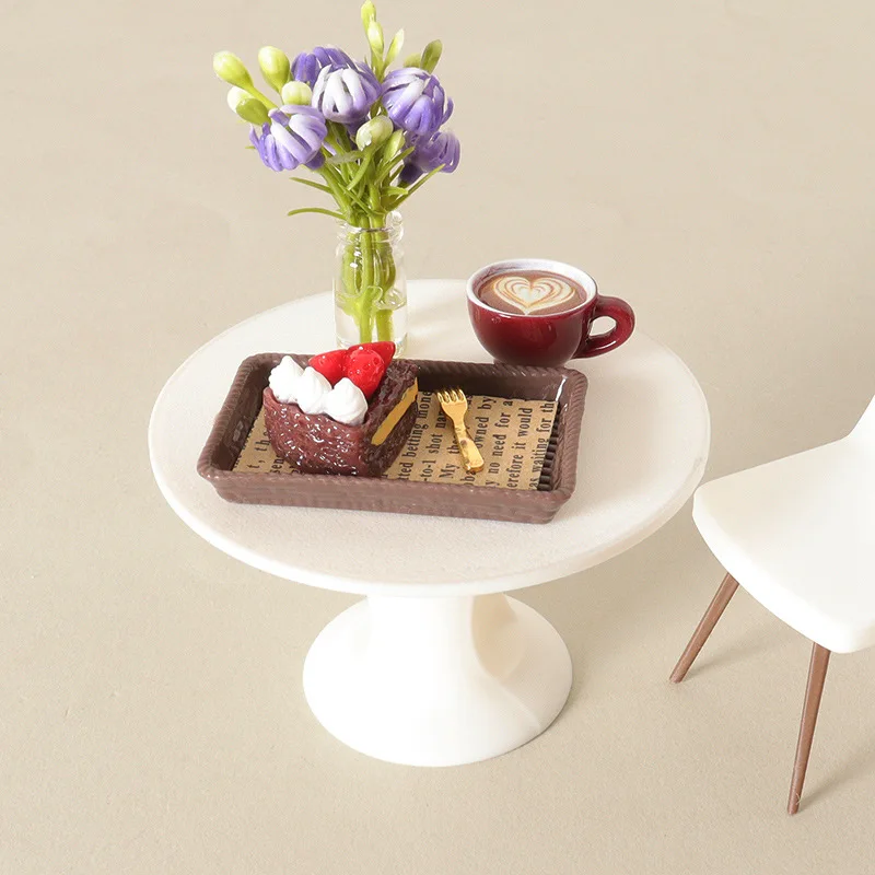 Dollhouse Miniature Models, Coffee Cups, Spoons, Cake Model Tray Decoration Accessories, Dollhouse Decoration Accessories, Collectible Items for Enthusiasts, Photography Props