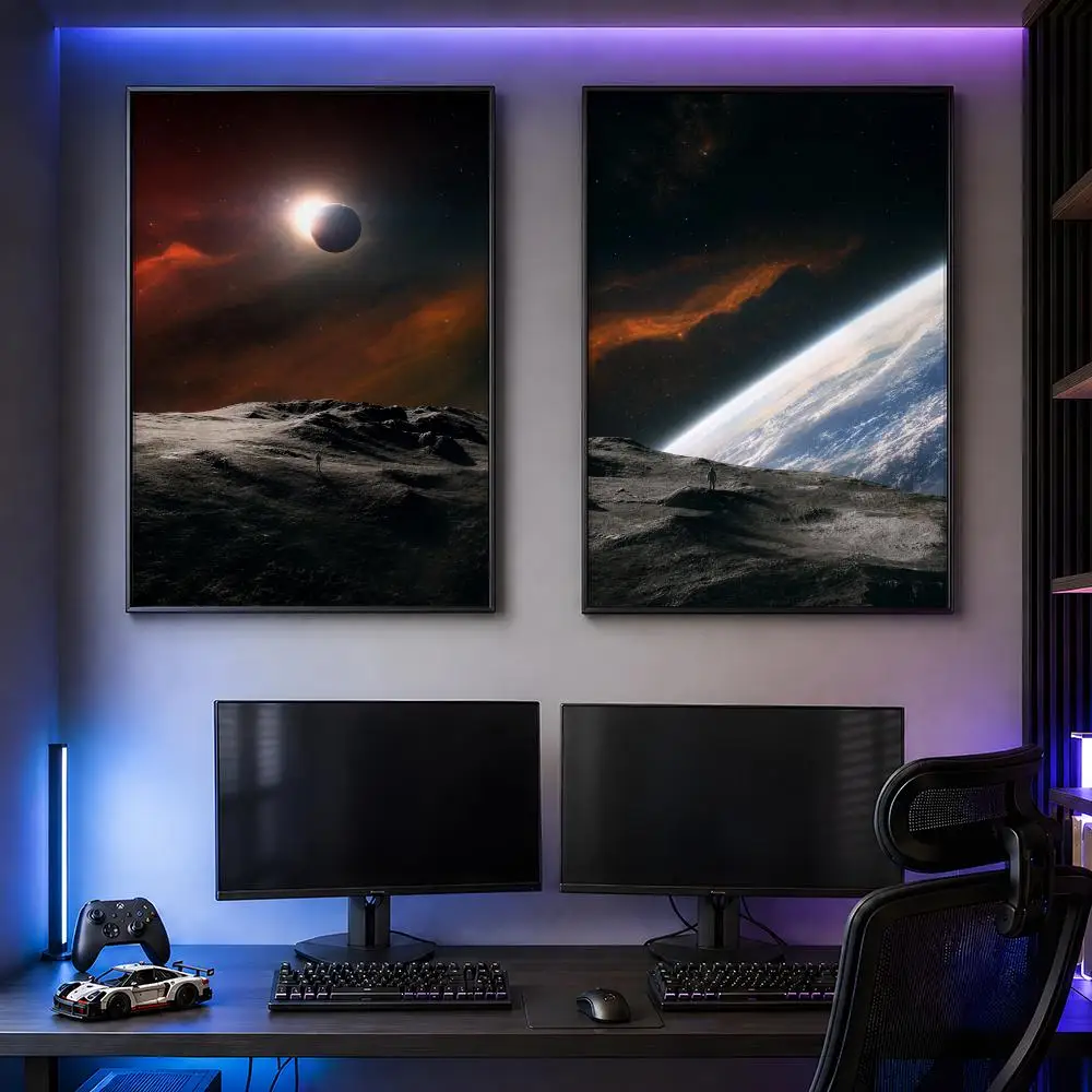 Cosmic Astronomy Planet Landscape Aesthetic Poster PP Self Adhesive Decorative HD For Garage Gaming Room Living Room Gift