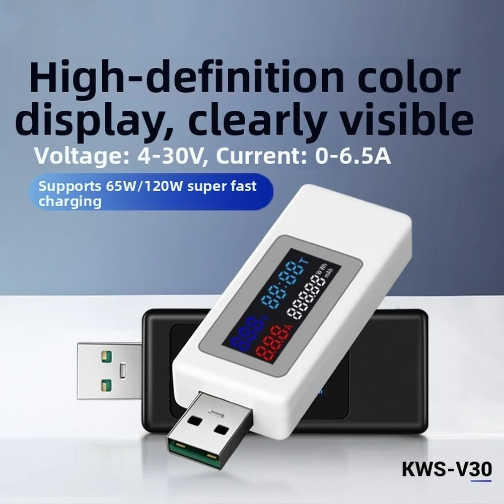 KWS V30 USB Tester 120W Color Screen Fast Charging Voltmeter Ammeter Power Meter for Charger and Power Bank Usage