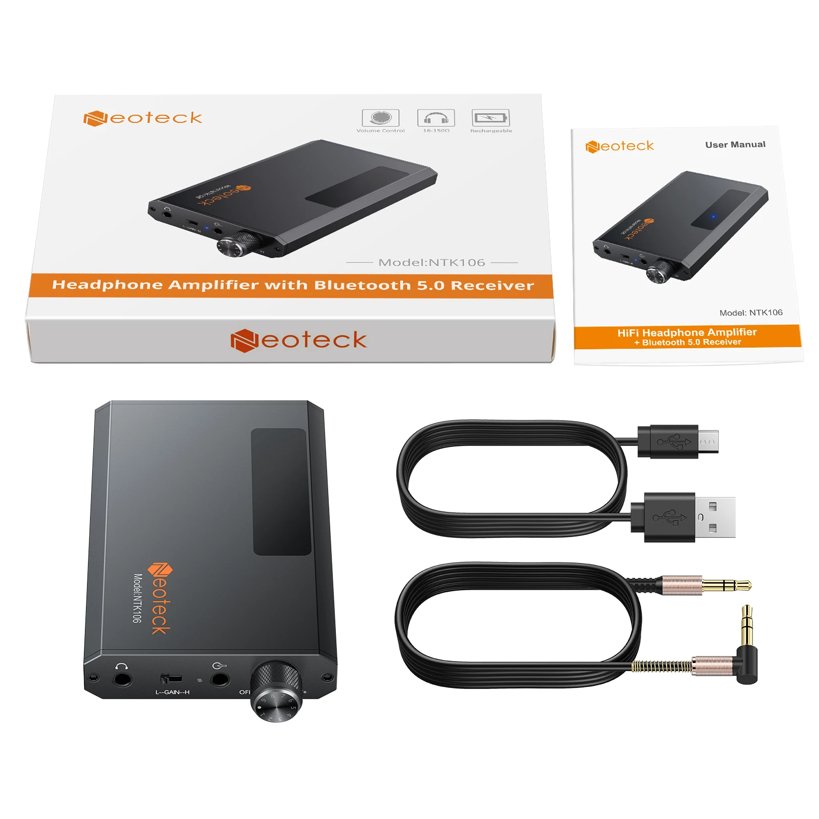 Neoteck 16-150rover amplificatore per auricolari amplificatore per cuffie HiFi ricevitore 5.0 compatibile con Bluetooth amplificatore per auricolari Audio portatile da 3.5mm