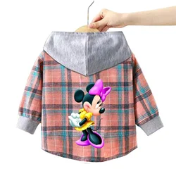 Spring and Autumn Children's Coat plaid boy Mickey hooded shirt 1-12 year old girl Minnie long sleeved blouse baby clothes