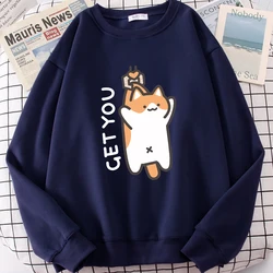 Catching Baby Fun Cat Cute Print Clothing Men Women Loose Comfortable Hoodies Hip Hop Sweatshirt Japan Cartoon Pullover Hoodies