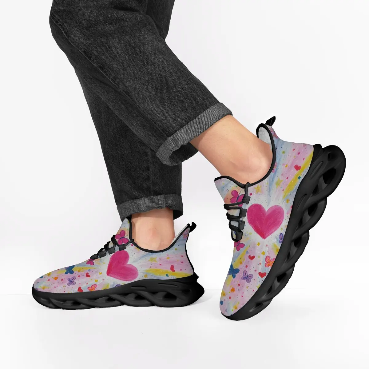 

Women Shoes Winter Casual Sneakers Fleece Lined Running Sneakers Colorful Heart Butterfly Star Graffiti Zapatillas De Deporte