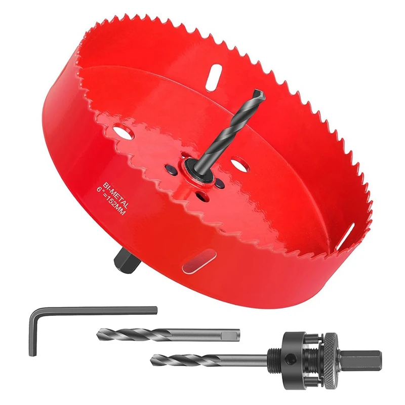 

2025 New 6 Inch Hole Saw - 152Mm Bi-Metal Hole Cutter For Different Project With Smooth & Flat Drilling Edge, Fast Chip