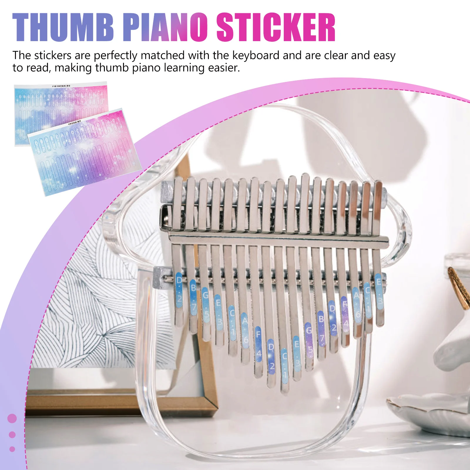 

2 Pcs Kalinbayin Name Sticker Kalimba Accessories Stickers Finger Thumb Piano Decal Introductory