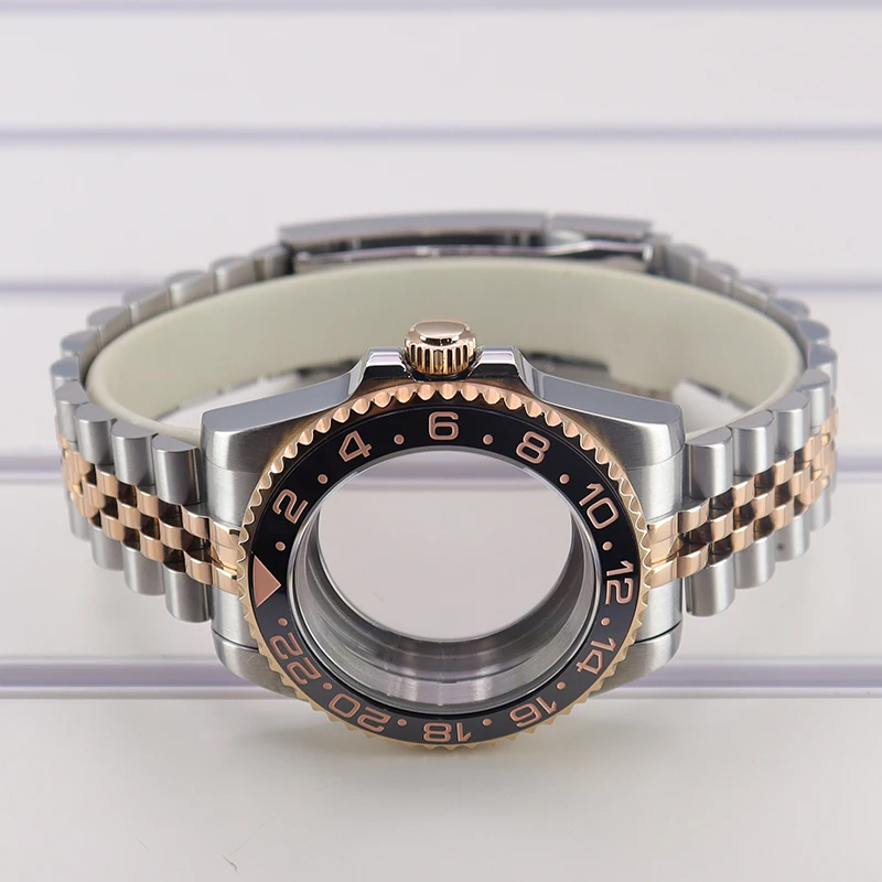 40-mm-GMT-Uhrengehäuse mit Saphirglas für NH35 NH36 NH34 NH38 4R36 ETA2824 Miyota 8215 Uhrwerk Zubehör Jubilee Edelstahl – Detail 8