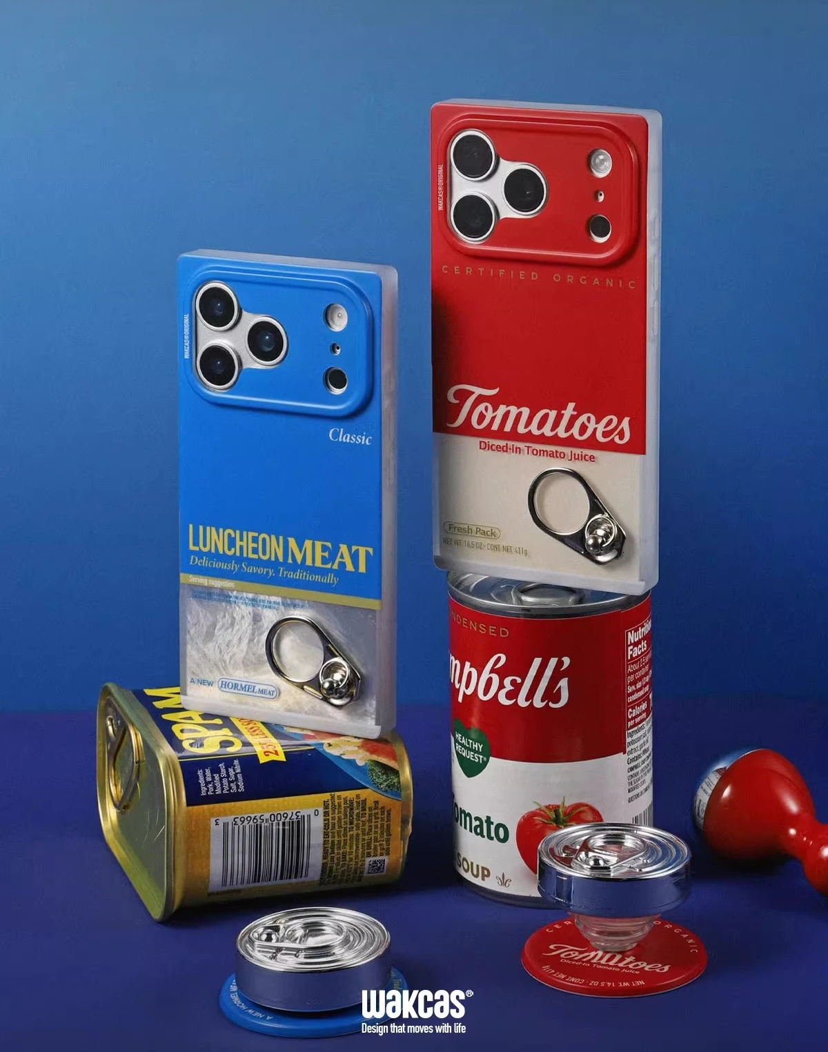 

WAKCAS Canned Food Phone Case Drop-proof Magnetic Original Case for IPhone 16/17 pro max Phone Cover With Telescopic 3D Holder