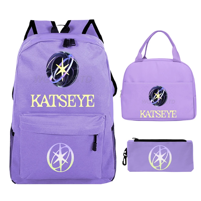 Teen Vintage Katseye Backpack Set Women's Korean Ulzzang Katseye Girl Group Laptop Rucksack Student Back To School Bagpack Suit