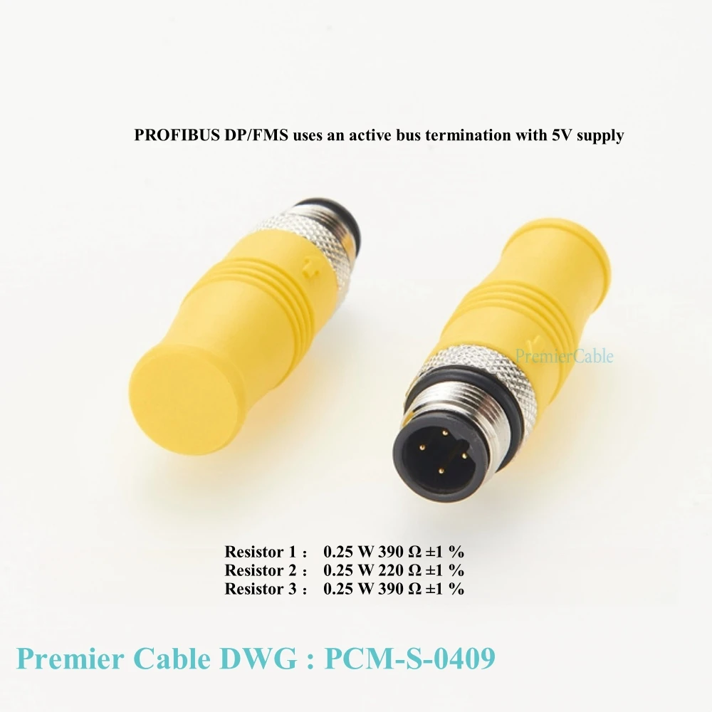 PLC Profibus DP Modbus Terminator Resistor IP67 M12 Male B Coded Terminating Resistor Compatible SAC-5P-M12MS PB TR