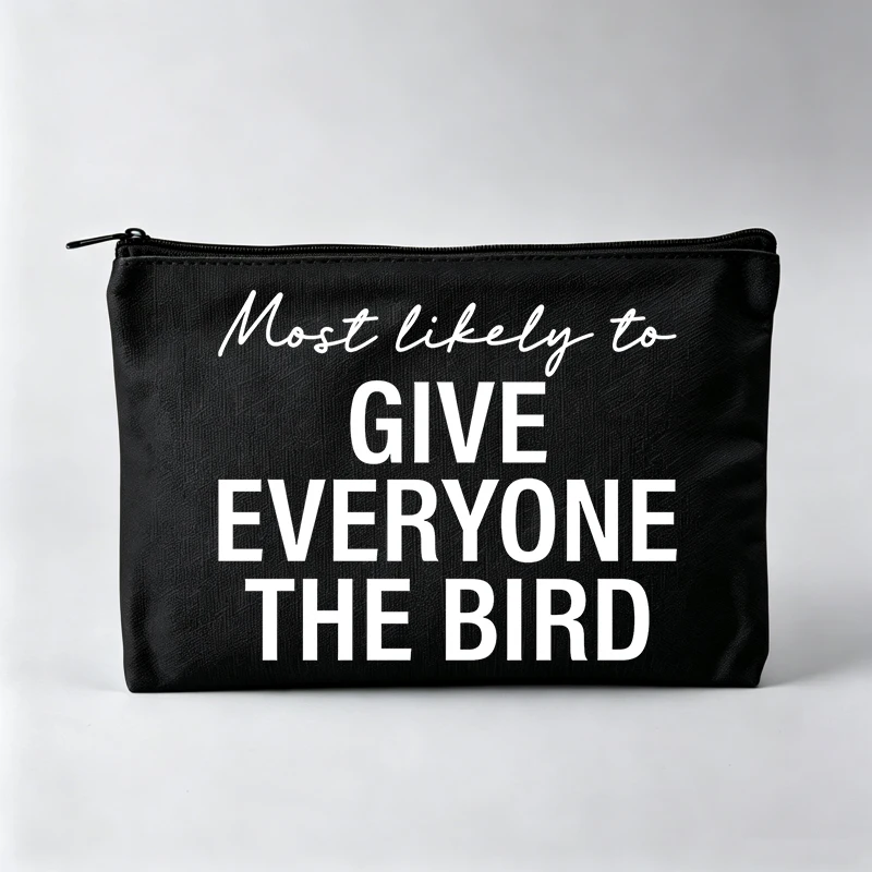 Women's Slogan-Style Graphic Makeup Bag, Typography Print Cosmetic Pouch for Casual Use