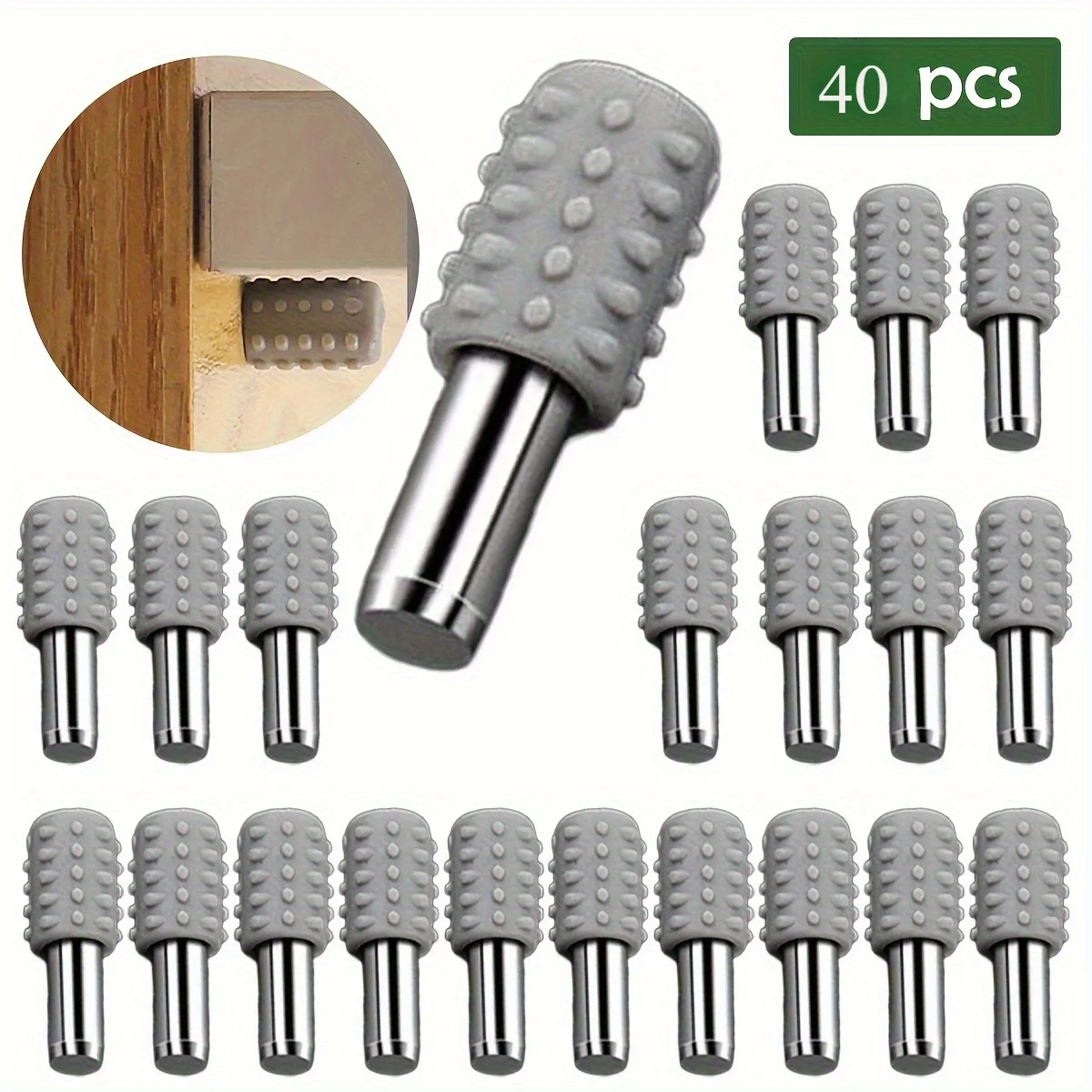 Durable Plastic & Metal Shelf Support Pins with Anti-Slip Rubber Sleeves - Ideal for Wood & Glass Laminates, Wardrobe Partitions