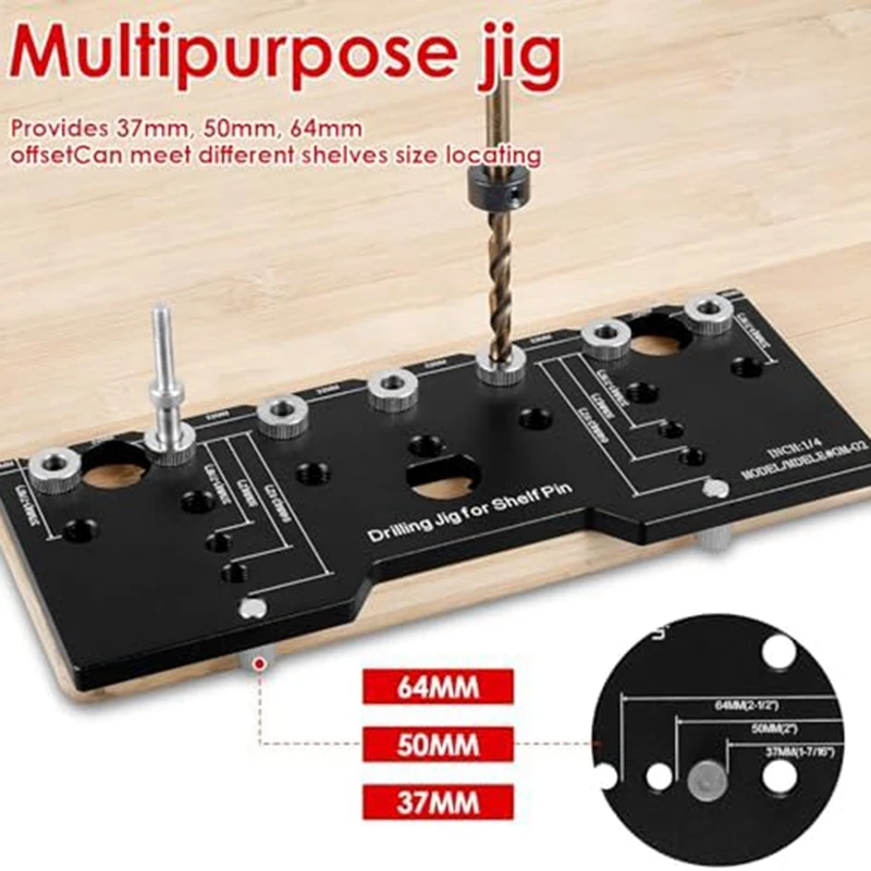 Shelf Pin Jig 1/4 Inch Shelf Pin Black Guide Precise Cabinet Mounting Template Jig