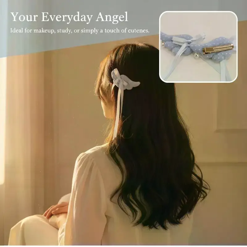 2pcs Cute Angel Wing Plush Hairpin Magic Sticker Hair Accessories Children Girls Hair Clip Accessories Barrettes Hair Grip