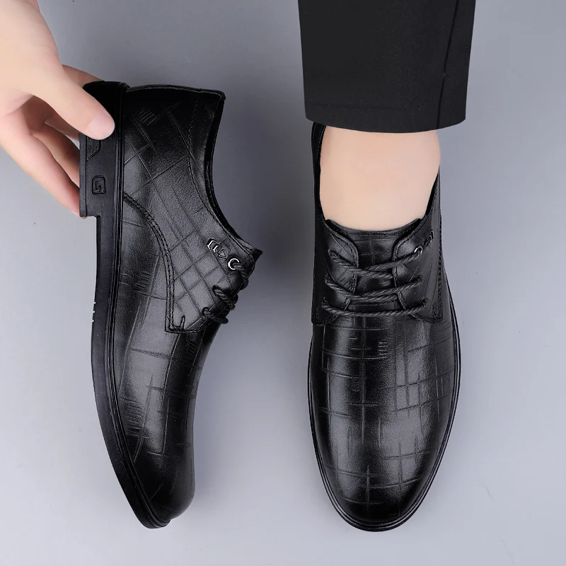 

Роскошные модные мужские туфли-оксфорды из натуральной кожи, высококачественные офисные деловые повседневные классические удобные модельные низкие туфли, обувь