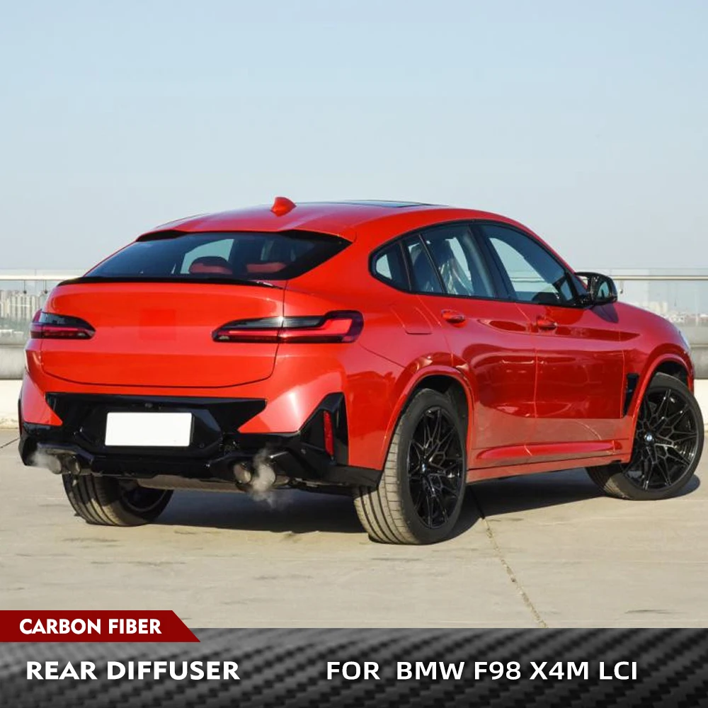 

Диффузор для заднего бампера автомобиля для BMW X4M F98 LCI G02 2019-2023, наборы для кузова автомобиля из углеродного волокна, защитный сплиттер для заднего спойлера