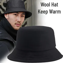 Big Head Men Bucket Hat Women Big Brim Wool Keep Warm Windproof Fashion Designer Solid Color 2022 Winter Panama Men Fishing Hat