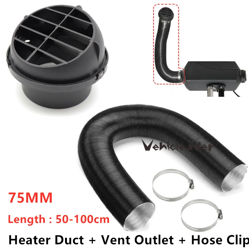 Heater Pipe Duct 42mm/60mm/75mm/90mm with Warm Air Outlet 2x Hose Line Clip Blown Air Parking Heater for Eberspacher Webasto Pro