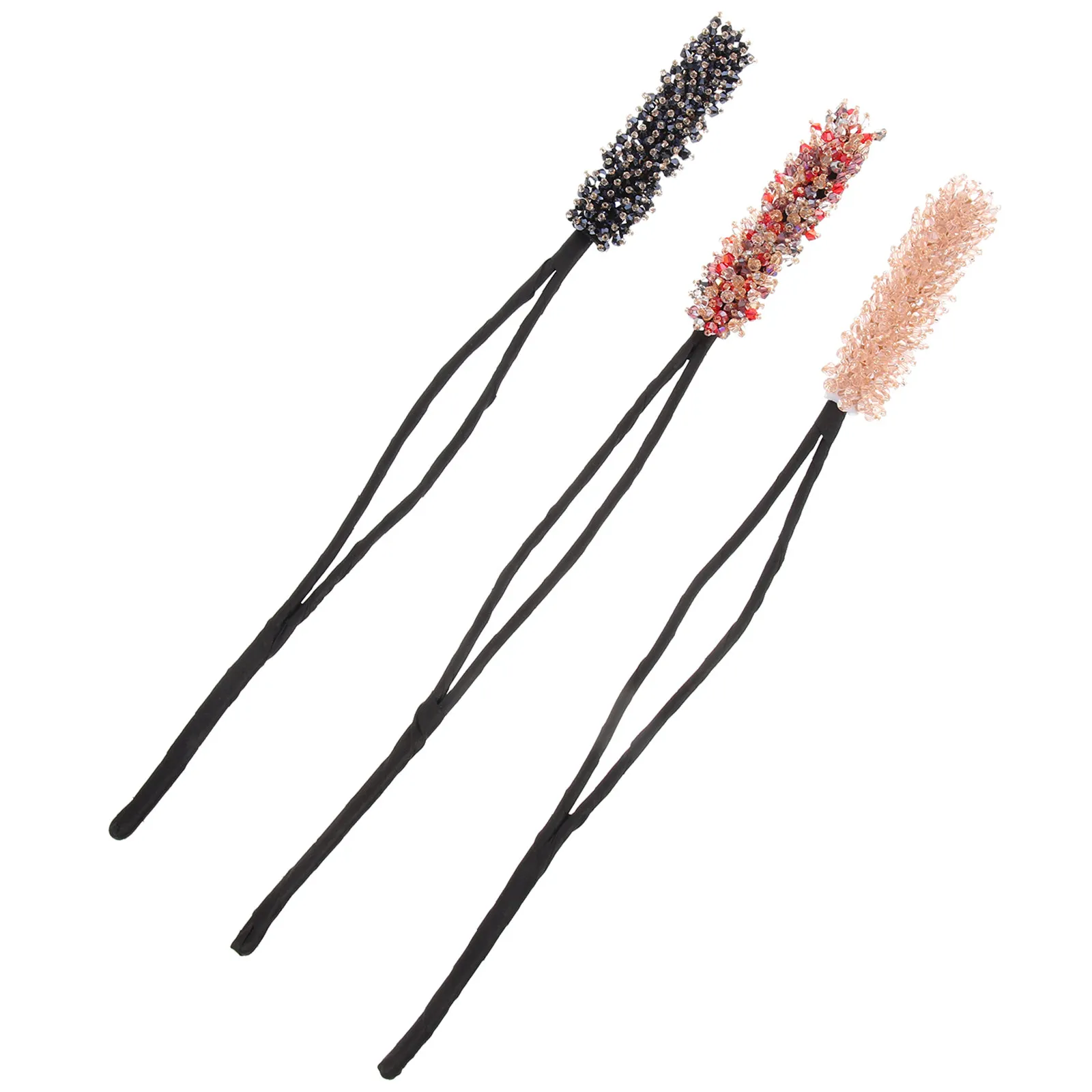 3Pcs Elegant Glitter Hair Bun Maker Shaper for Women Girls Crystal Hair Styling Tool Bun Making Accessory for Beach Travel
