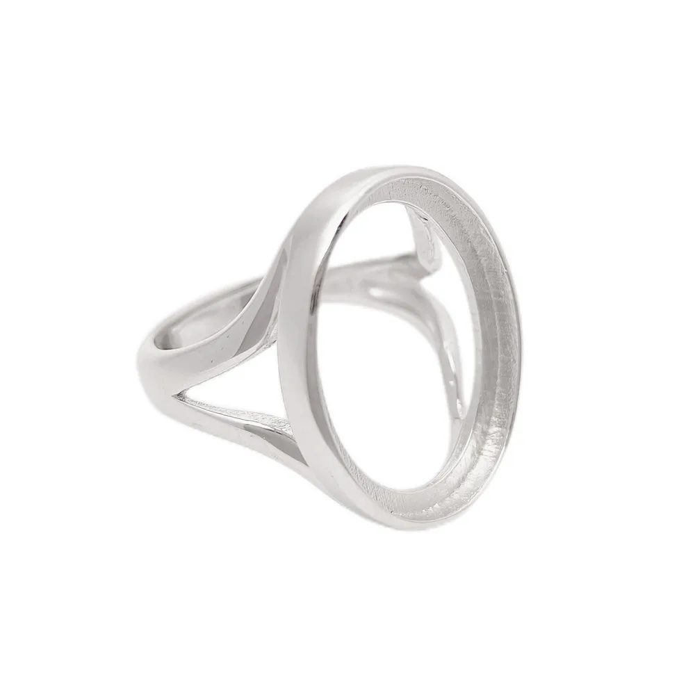

Adjustable Sterling Silver Ring Setting Long-Lasting White Gold Plated 925 Silver Ring Blank (13x18mm/15x20mm Oval Blank)