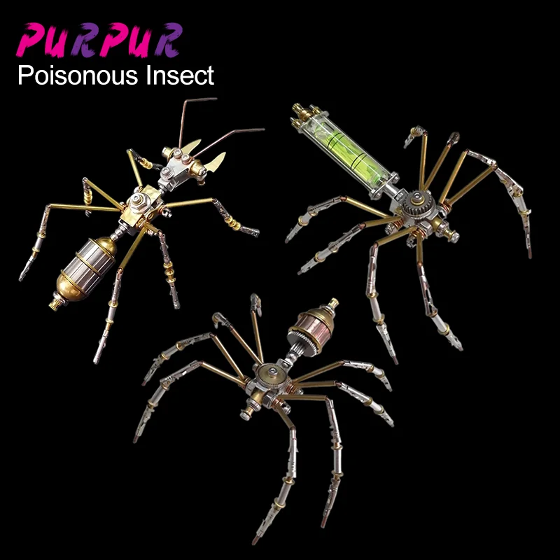 Poisonous Insect DIY Steam Punk 3D Metal Puzzle Stainless Steel Screw Mechanical Assembly Spider Ant Model Birthday Gift Puzzle