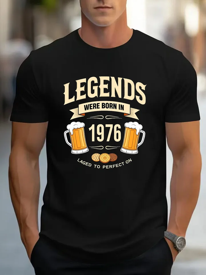 Men's Casual 1976 Beer Graphic T-Shirt