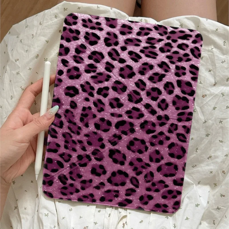 Y2K Glitter Purple Leopard Print Tablet Case For iPad Mini 4/5/6/7 iPad 5/6th Air1/2 Pro 9.7inch 7/8/9th 10.2in Protective Cover