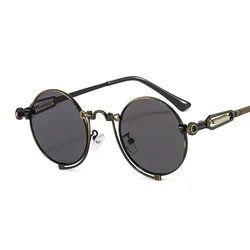 Classic Steampunk Unisex Sunglasses Latest Designer Round Glasses for Men and Women Vintage Brand Punk Shades