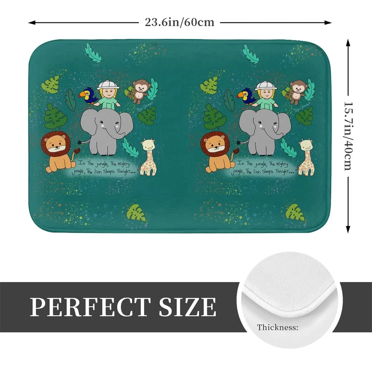 Jungle Animals Polly By Olga Schembri Anti-slip Doormat Floor Mat Cushion Carpet Rug for Kitchen Entrance Balcony Footpad Mats