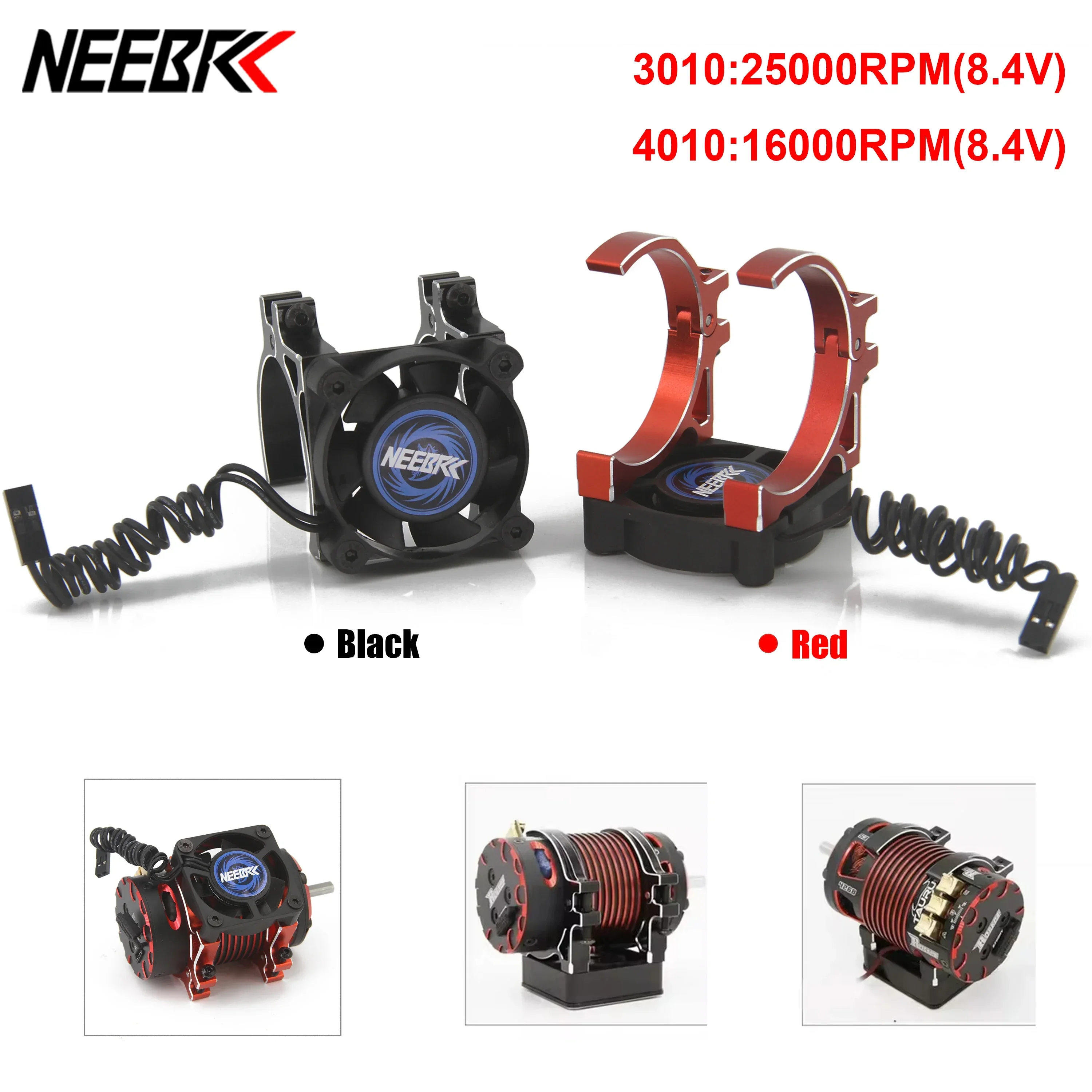 

NEEBRC RC Motor Fan Cooling Heatsink 30/40mm 5V-12V High Wind Rapid Fans w/ Aluminum Holder for Brushless Motor 36/42mm ESC Car