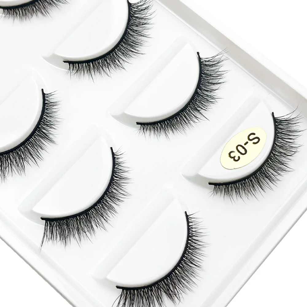 S03 Natural 3D Mink False Eyelashes Soft Wispy Fluffy Cat Eye Lashes Reusable Faux Mink Eyelashes Makeup Beauty Cilios