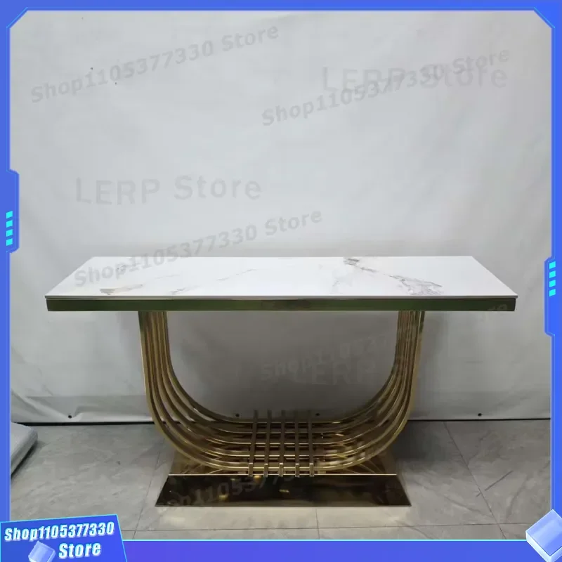 Luxury Gold Entrance Table with Mirror for Living Room Hotel Corridor Decor Modern Console Cabinet Entryway Furniture Storage