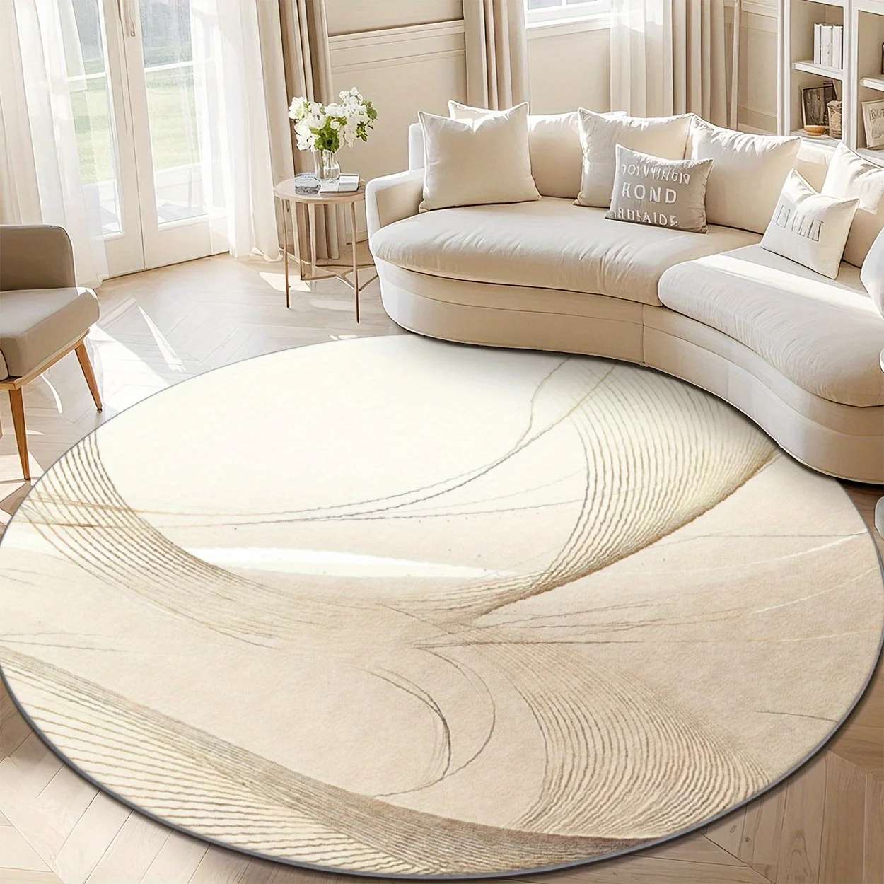 Home Decor Lighting Wholesale - Karpet Bulat Modern Warna Krem Muda
