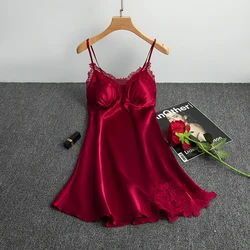 Sexy Pajamas Women's Silk Suspender Nightdress Ladies Spring And Summer Ice Silk Thin Halter Home Service Satin Night Dresses
